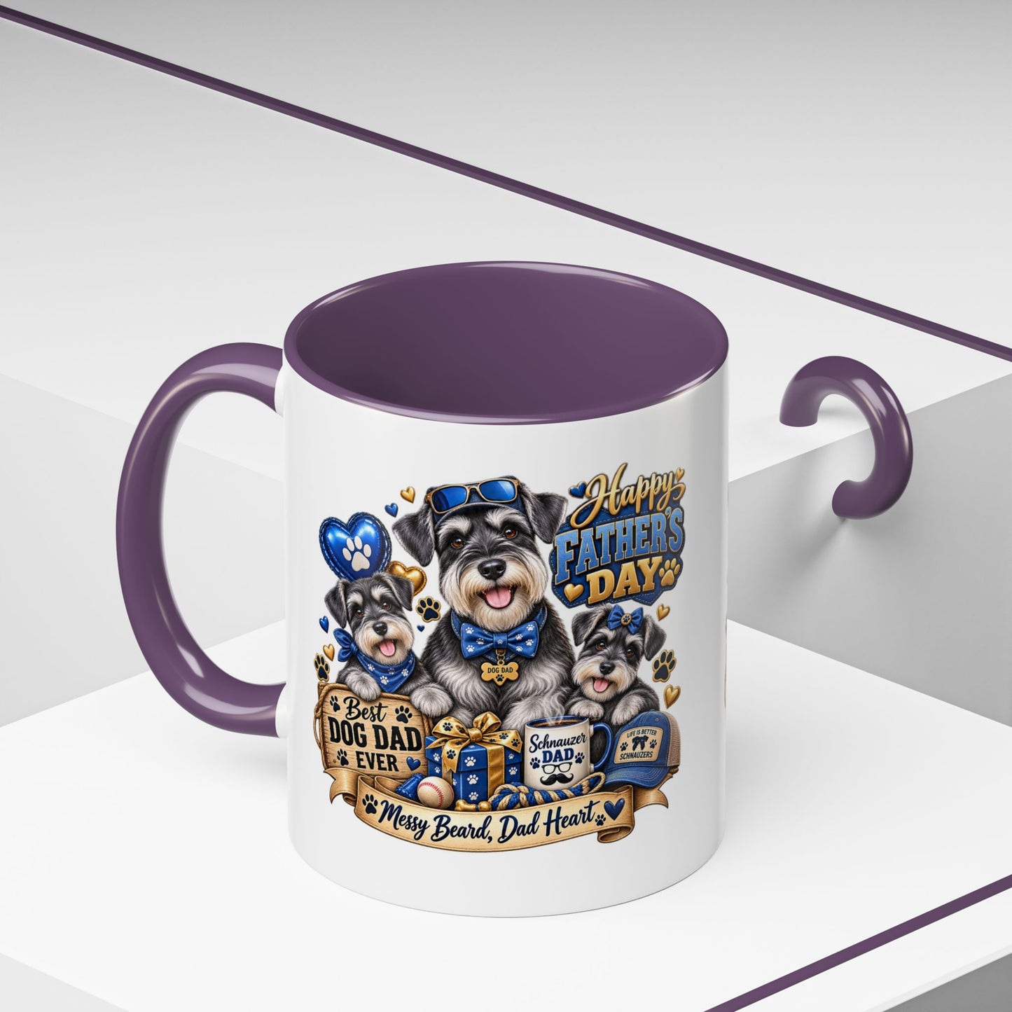 Father's Day Dog Dad Coffee Mug — "Happy Father's Day" Accent Mug (11/15oz)