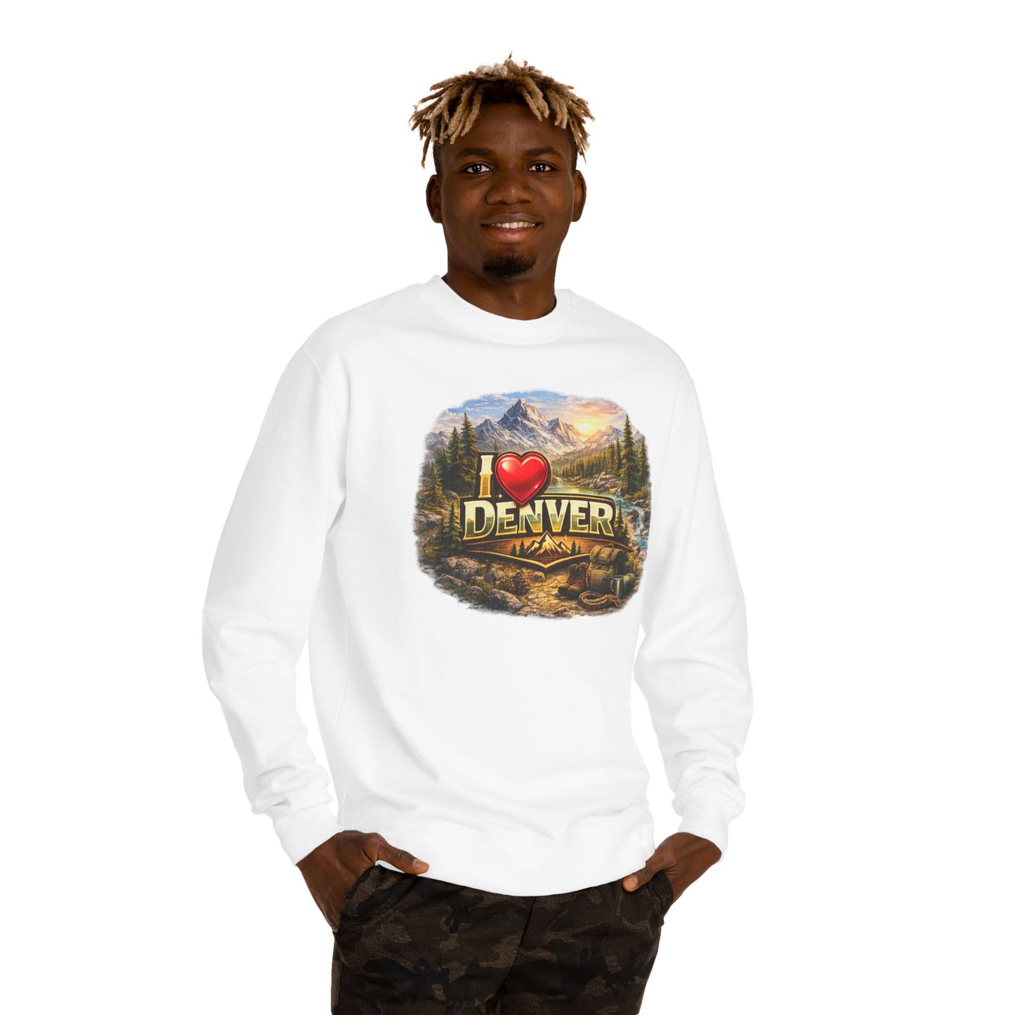 I  Denver Scenic Sweatshirt - Mountain Landscape Crewneck
