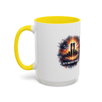 9/11 Never Forget Coffee Mug - Memorial Tribute Accent Mug (11/15oz)