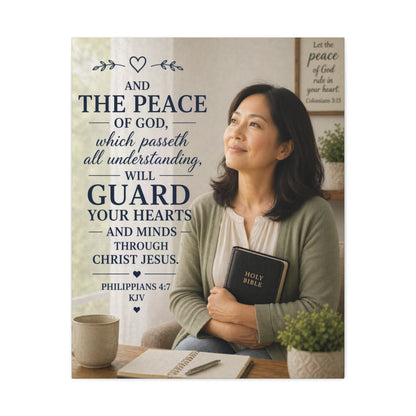 Peace of God Canvas Wall Art — Philippians 4:7 Scripture Print