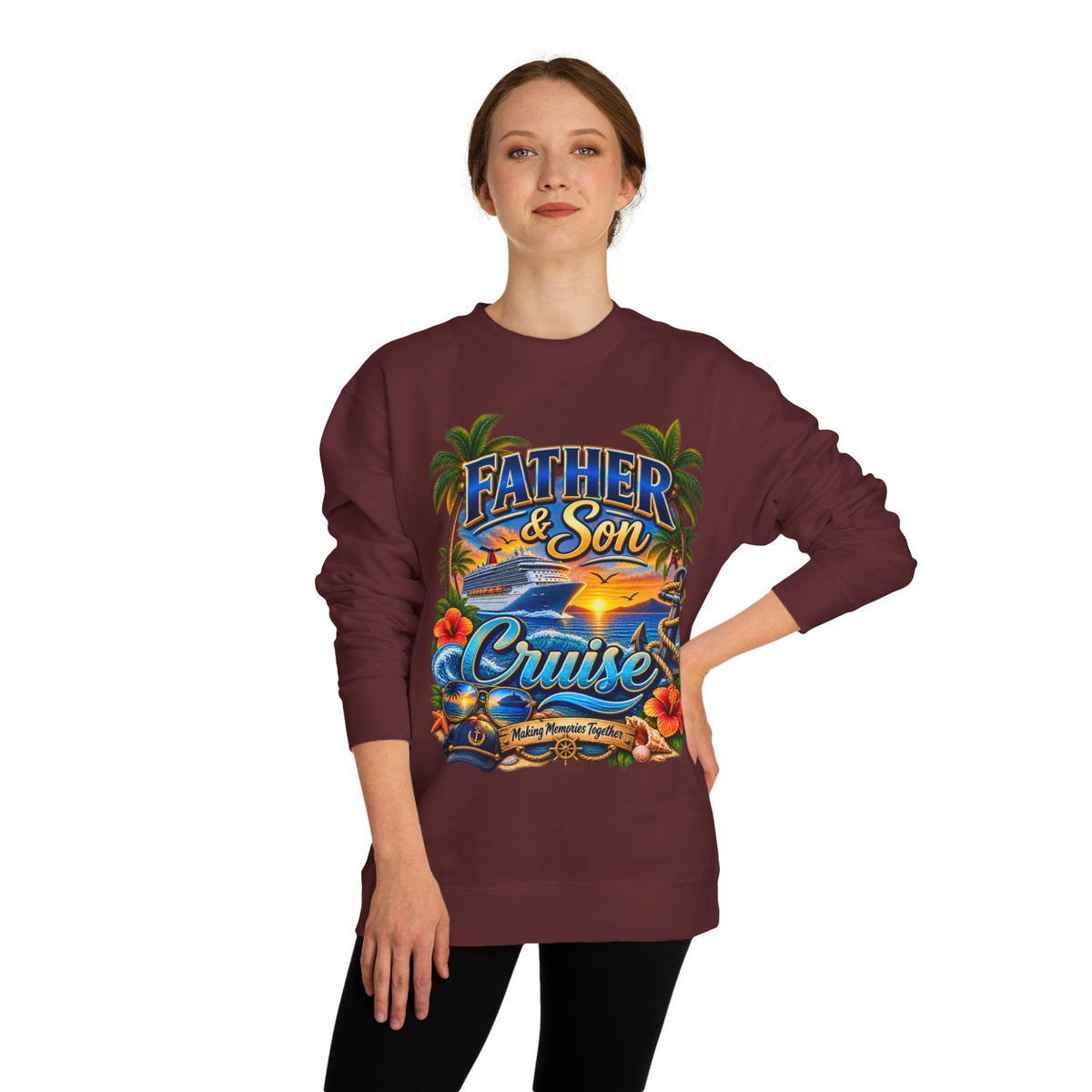 Father & Son Cruise Sweatshirt – Tropical Beach Boat Design