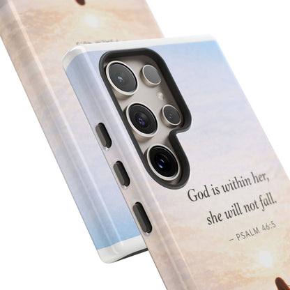 Inspirational Psalm 46:5 Phone Case — 'God is within her, she will not fall' Christian Phone Cover