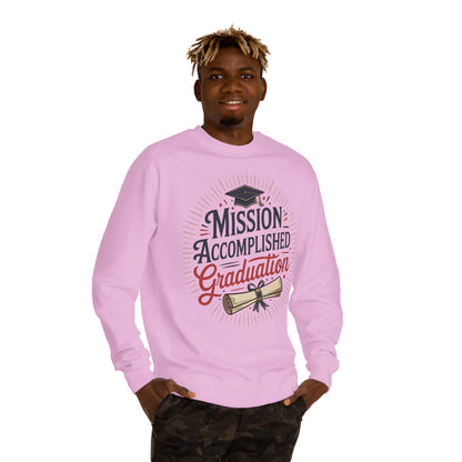 Graduation Sweatshirt "Mission Accomplished" - Grad Cap & Diploma Pullover