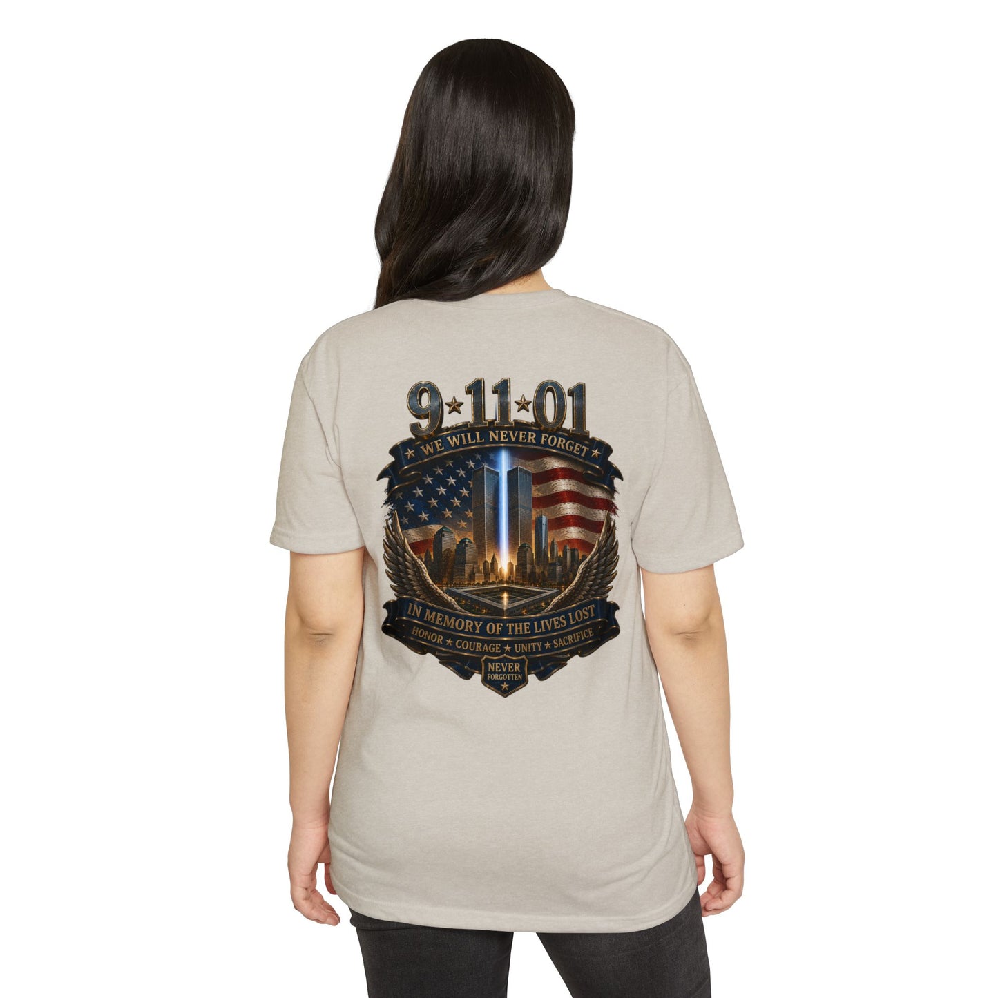 9/11 Memorial T-Shirt — "We Will Never Forget" Tribute Tee