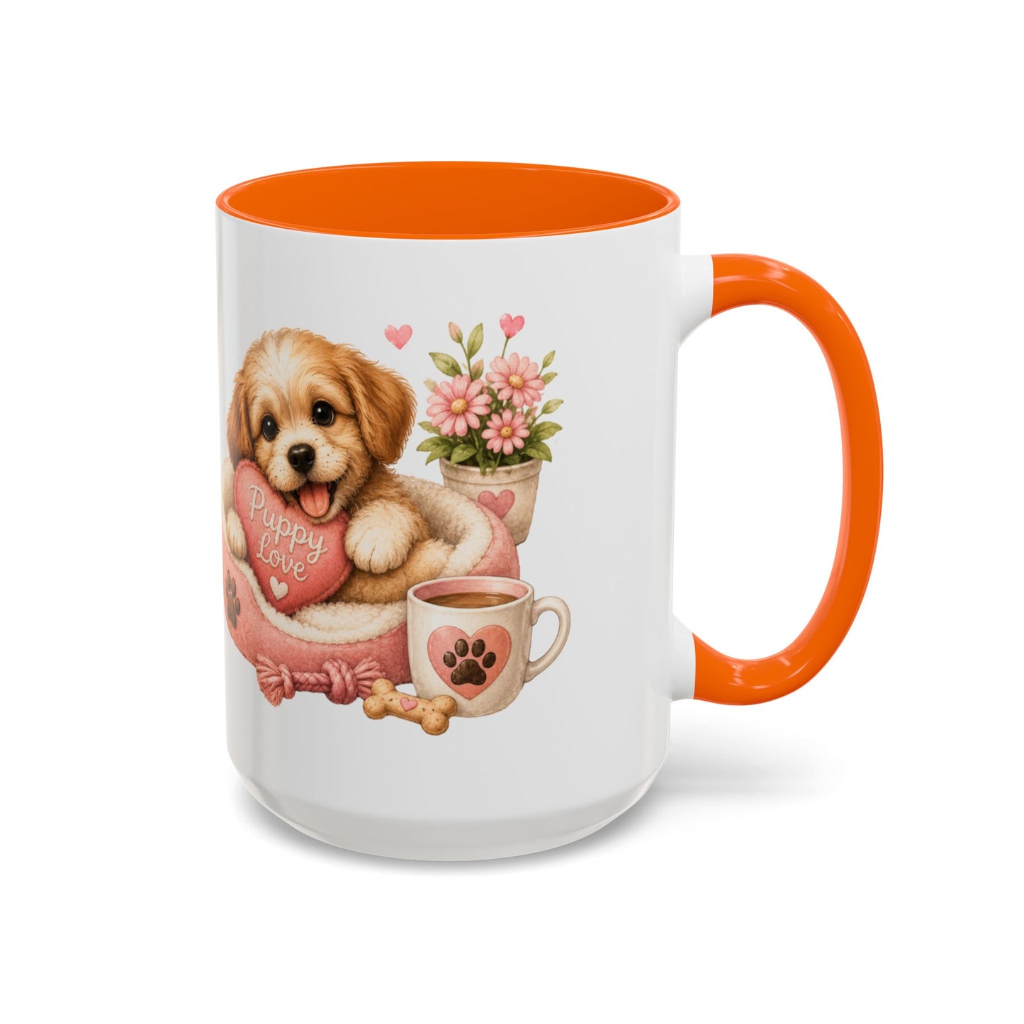 Puppy Love Coffee Mug — Cute Dog Heart Accent Mug (11/15oz)