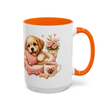 Puppy Love Coffee Mug — Cute Dog Heart Accent Mug (11/15oz)