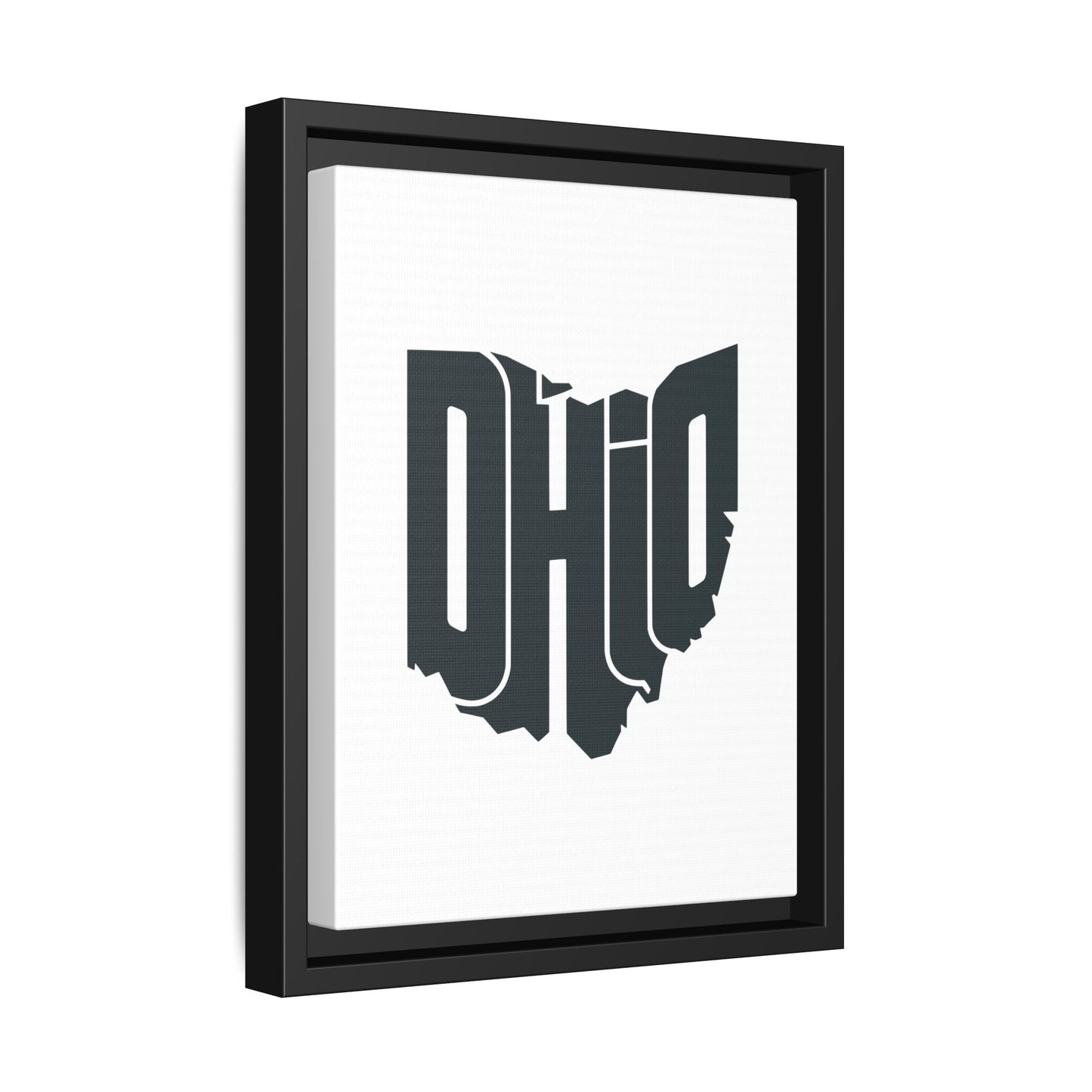 Ohio State Shape Matte Canvas Wall Art — Framed Modern State Typography Print