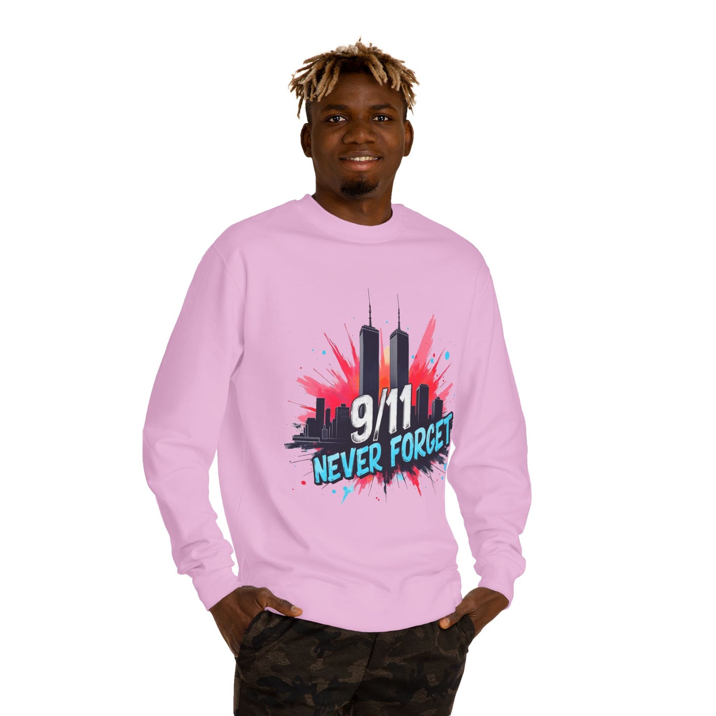 9/11 Never Forget Sweatshirt - Tribute Crewneck with Twin Towers Graphic