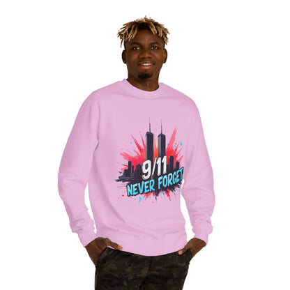 9/11 Never Forget Sweatshirt - Tribute Crewneck with Twin Towers Graphic