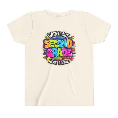Second Grade Kids Tee - "Watch Out Second Grade Here I Come" Colorful Back-to-School Shirt