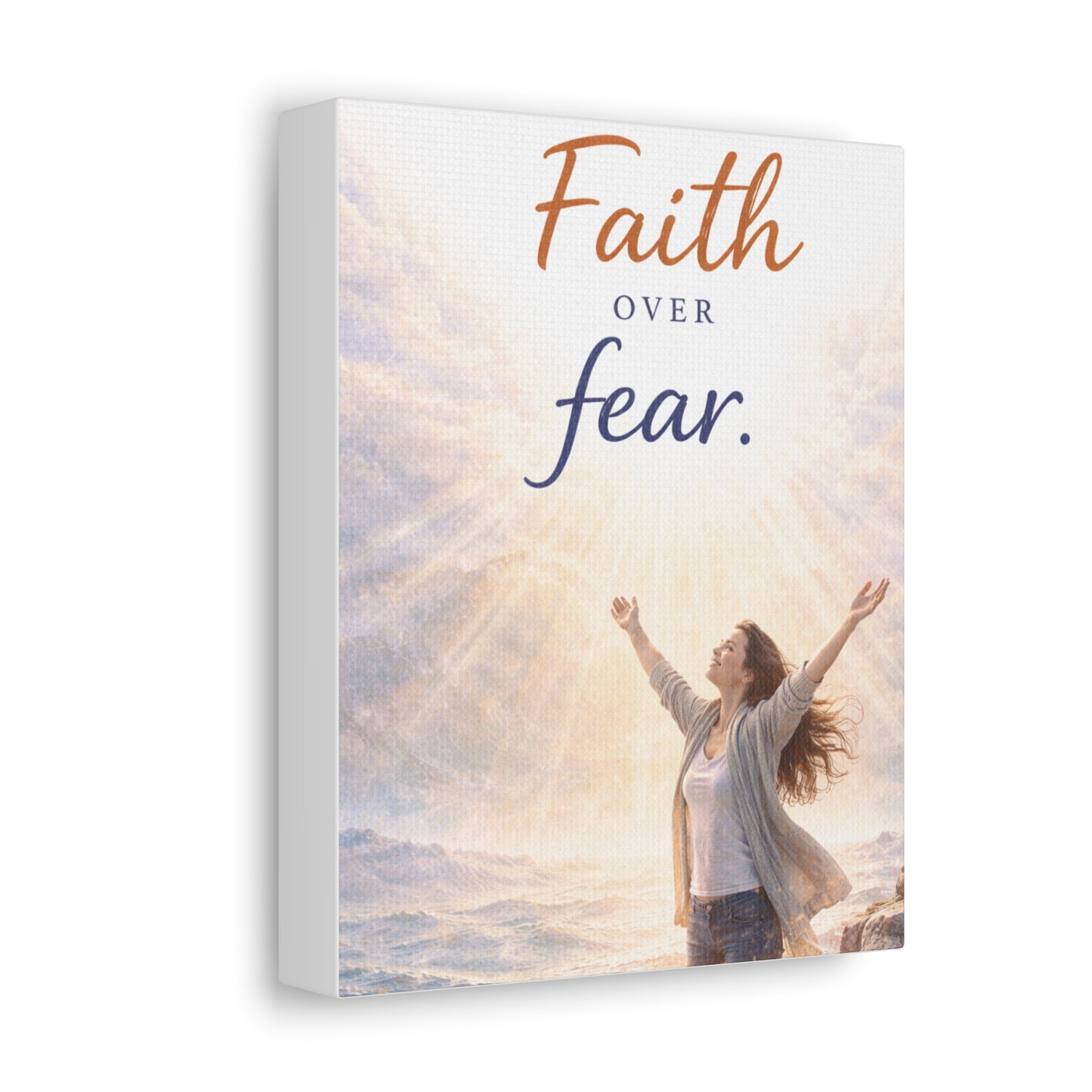 Faith Over Fear Stretched Canvas – Inspirational Christian Wall Art