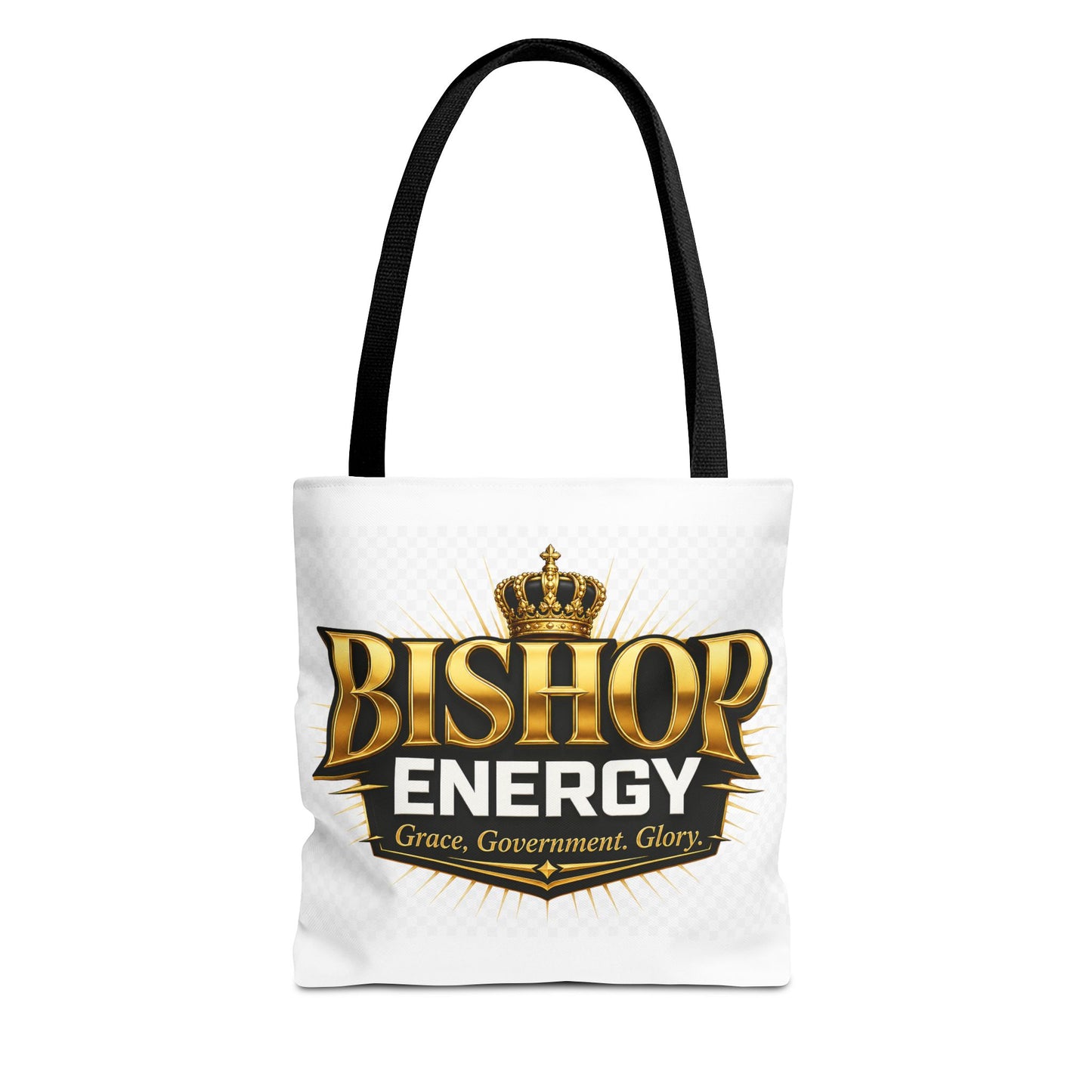 Bishop Energy Tote Bag — Gold Crown Logo Tote for Church Leaders & Faith Events