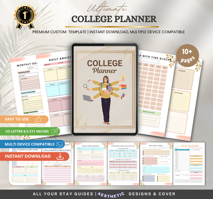 College Planner | Academic & Study Digital Planner PDF for Students
