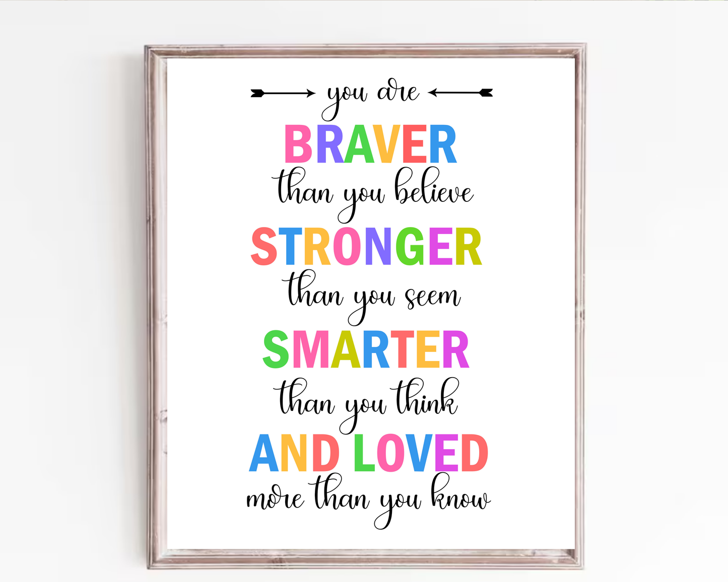 You Are Braver Than Wall Art | Inspirational Quote Poster, Confidence &amp; Courage Decor, Printable Motivational Wall Art