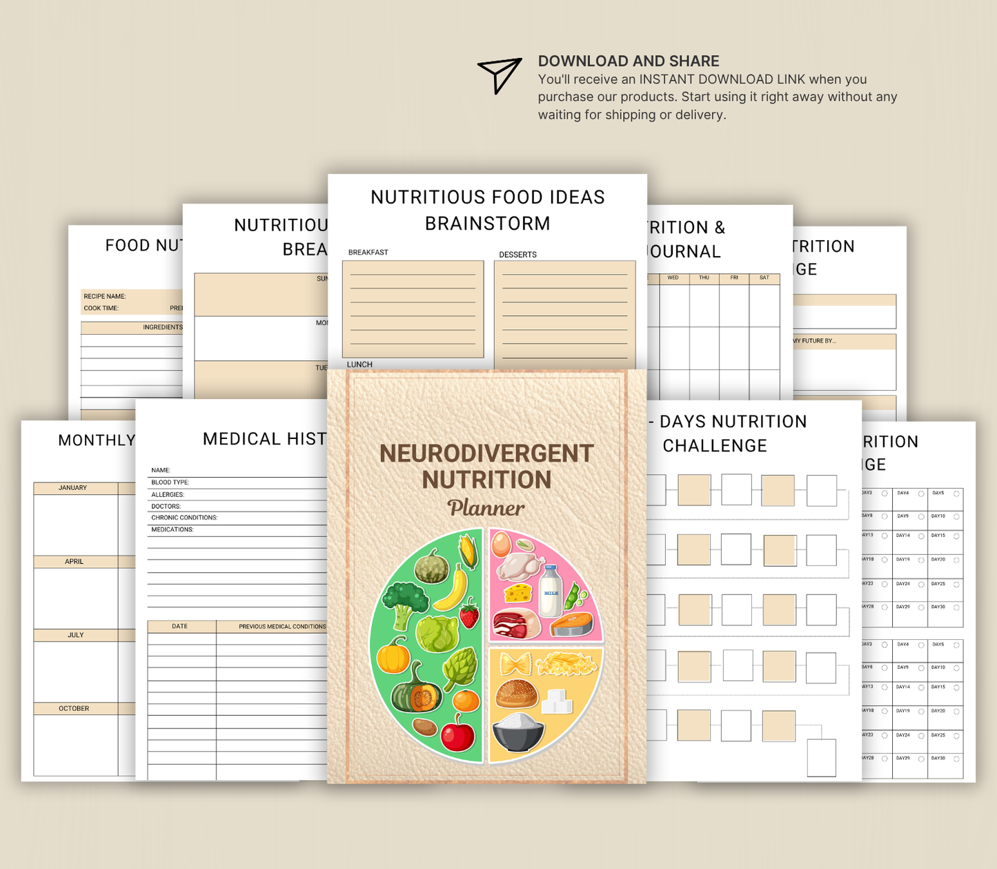 ADHD Nutrition Planner | Printable Meal & Healthy Habit Tracker