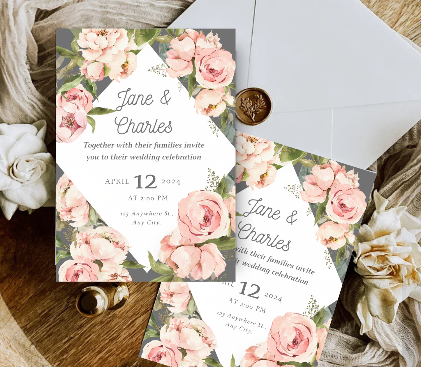 Wedding Invitation Template | Editable Canva Wedding Invite Design Printable & Digital