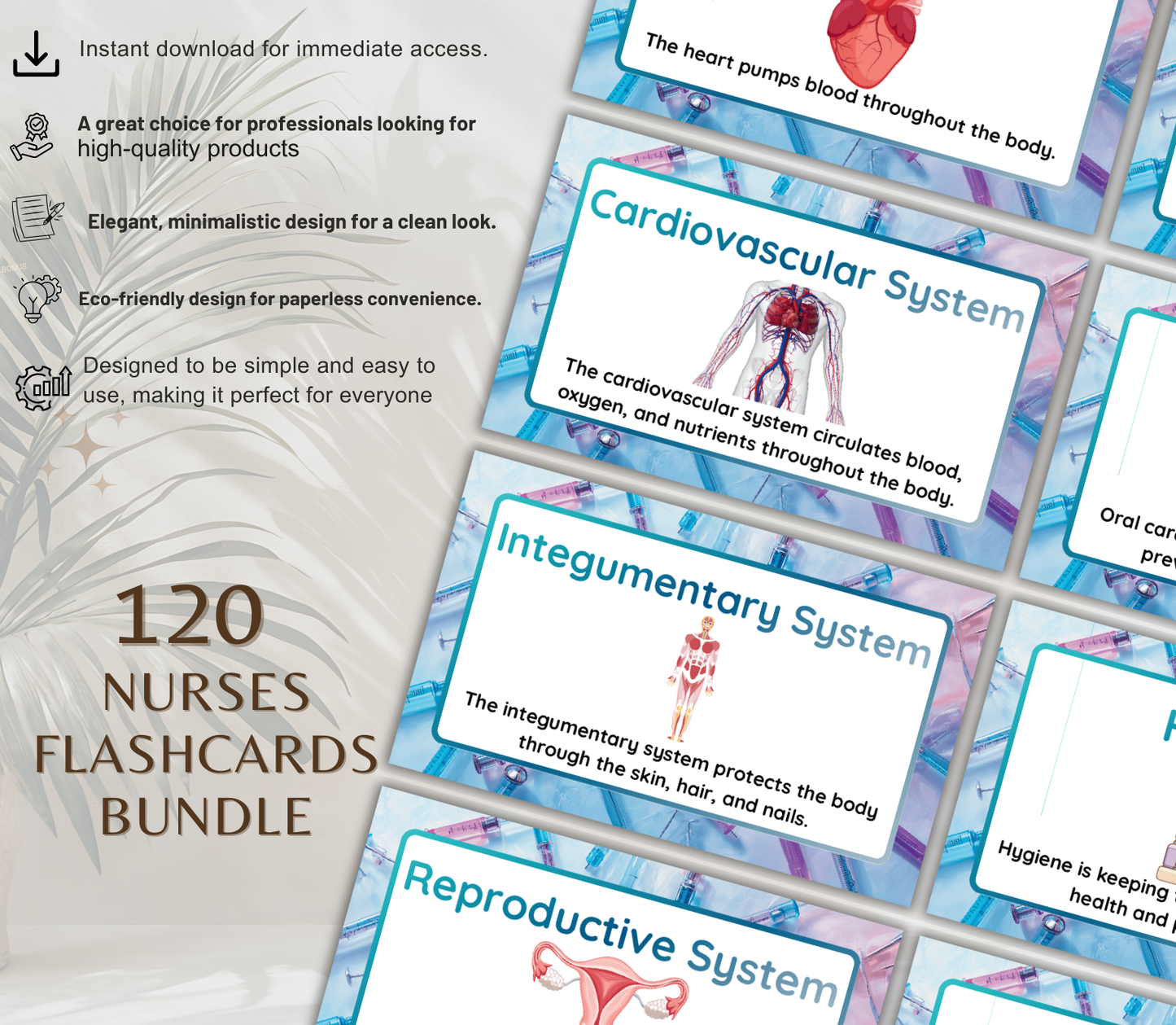 Nursing Flashcards Bundle | Printable NCLEX Study Cards PDF for Nursing Students
