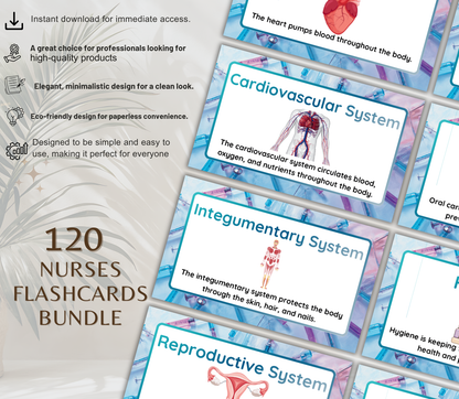 Nursing Flashcards Bundle | Printable NCLEX Study Cards PDF for Nursing Students