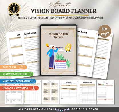 Vision Board Planner | Goal Setting & Manifestation Digital Planner