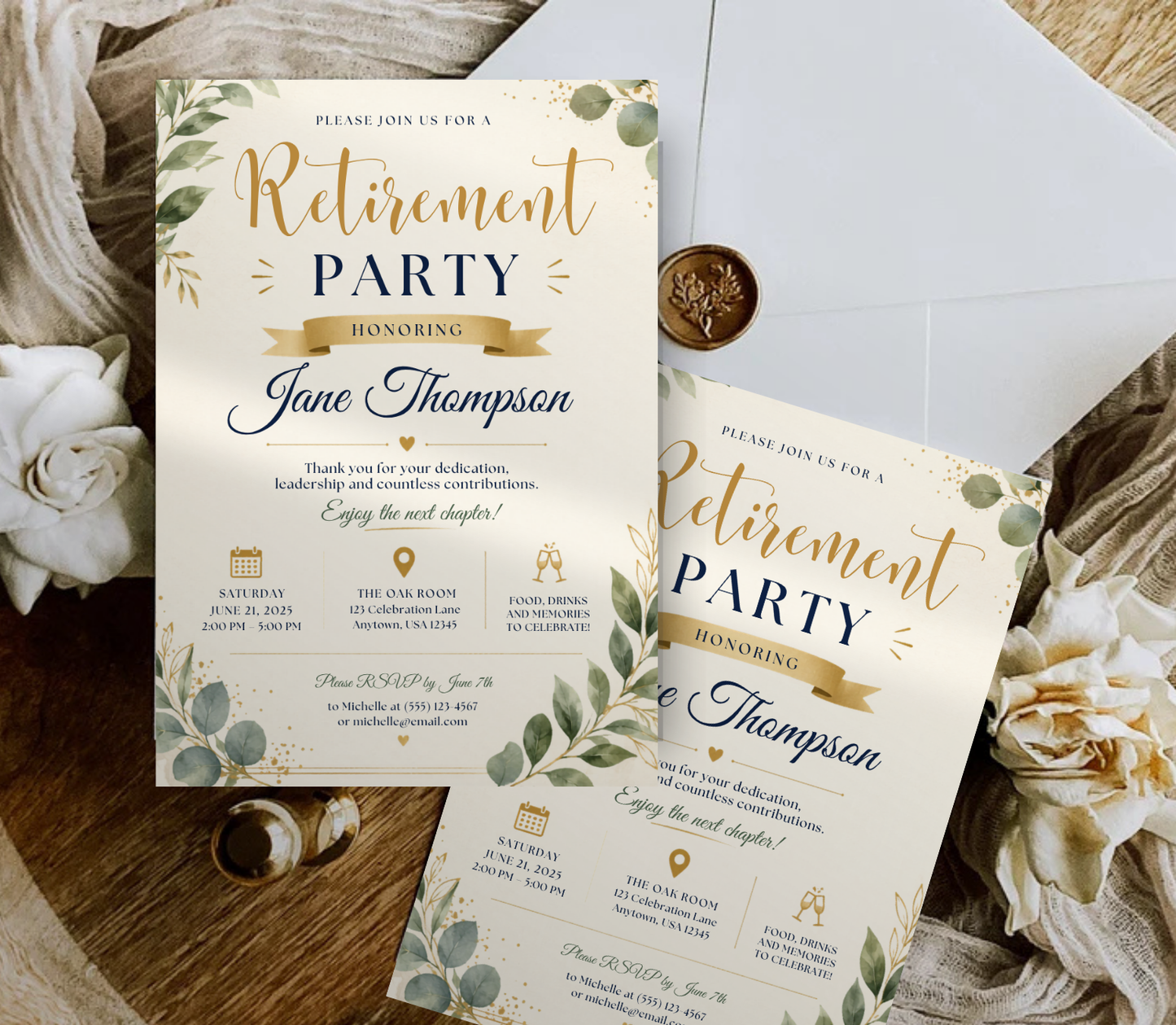Retirement Invitation Template | Editable Canva Retirement Party Invite Design Printable & Digital