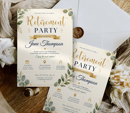 Retirement Invitation Template | Editable Canva Retirement Party Invite Design Printable & Digital