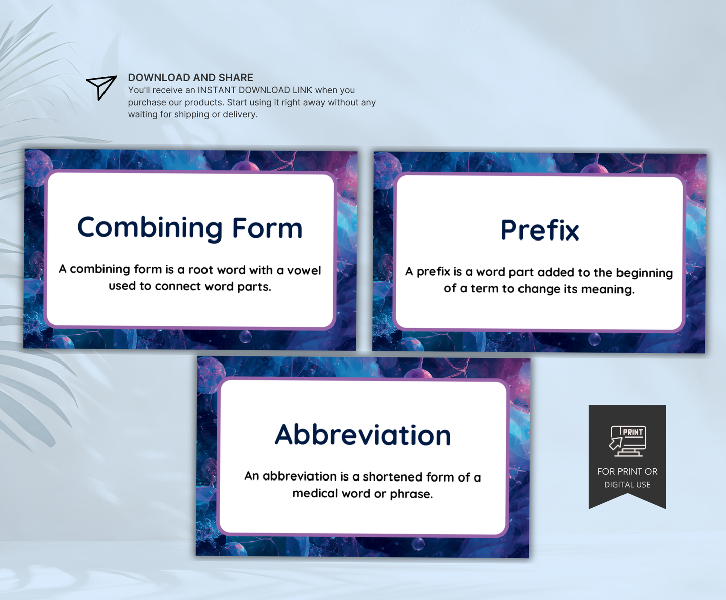 Medical Terminology Flashcards | Printable Study Cards PDF for Nursing & Healthcare Students
