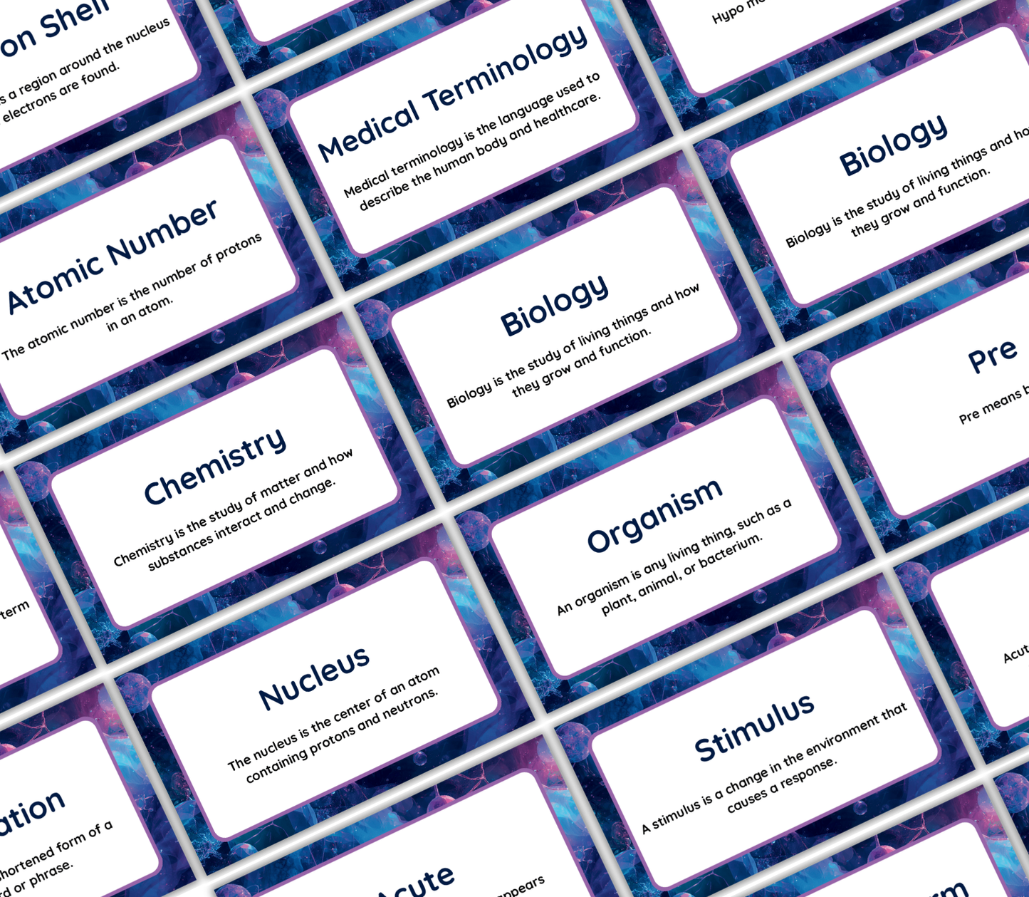Science Series Flashcards Bundle | Printable Biology, Chemistry & Physics Study Cards PDF