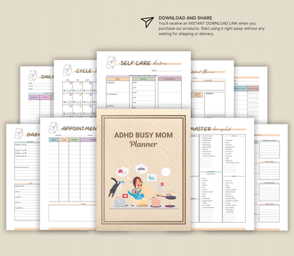 ADHD Busy Mom Planner | Printable Daily Organizer & Productivity Tracker