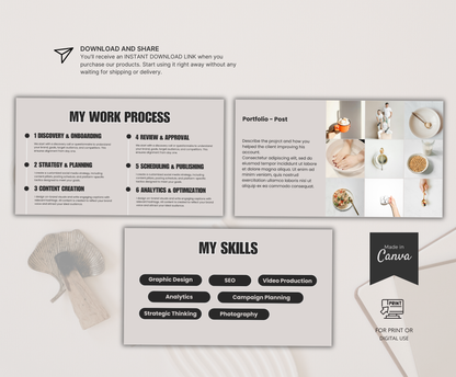 Social Media Portfolio Template | Editable Canva Branding Kit for Creators & Influencers