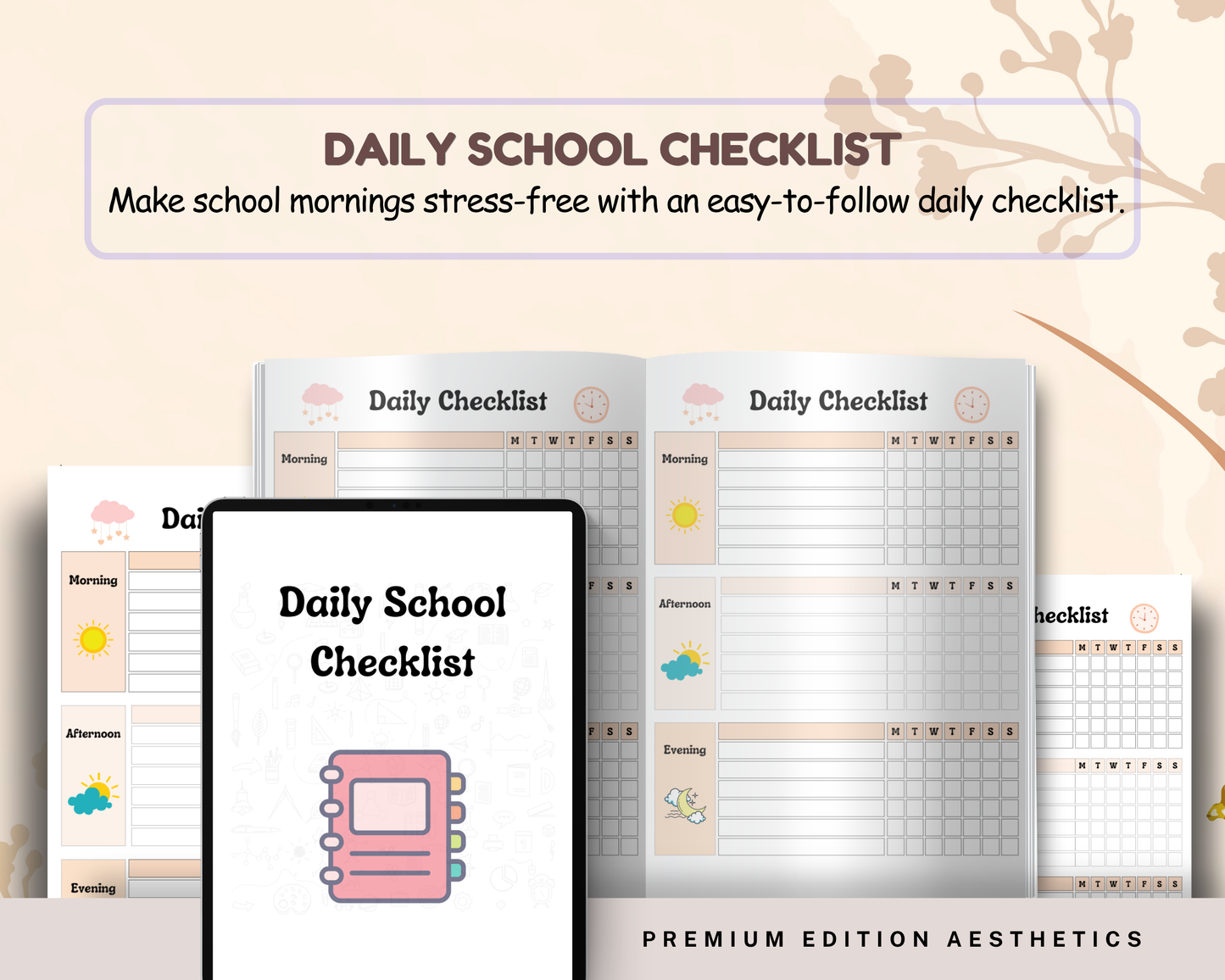 Daily School Checklist for Kids | Printable Morning & Homework Routine Planner  📝