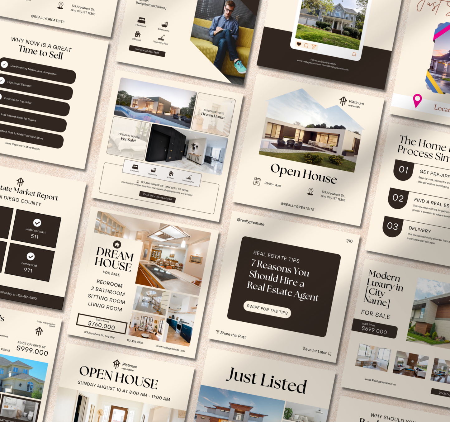 Real Estate Agent Instagram Templates | Editable Canva Social Media Posts for Realtors