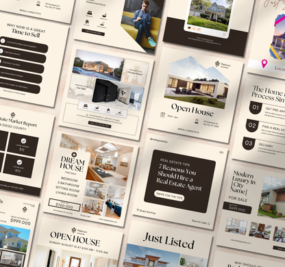 Real Estate Agent Instagram Templates | Editable Canva Social Media Posts for Realtors