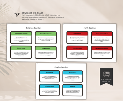 ACT Prep Flashcards Bundle | Printable Study Cards for Exam Success