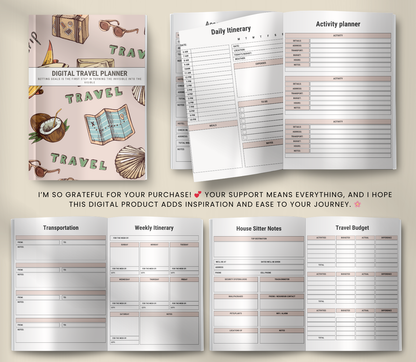 Digital Travel Planner | Editable Trip & Vacation Organizer