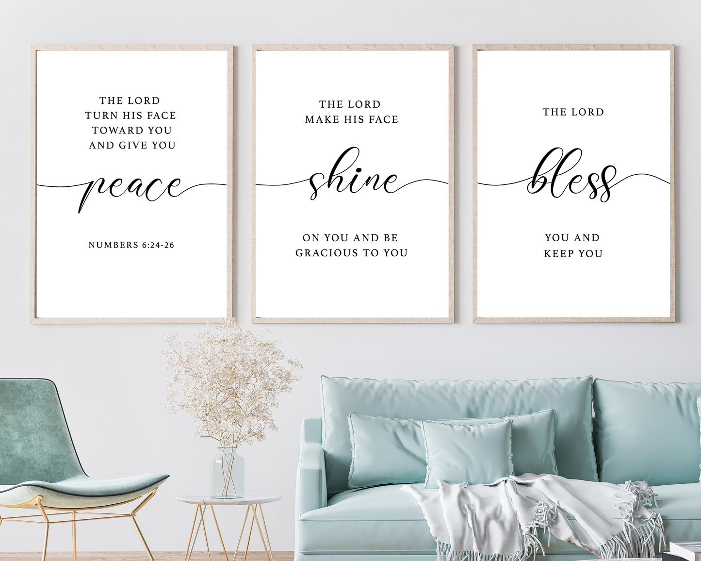 Bible Quote Wall Art Set of 3 | Christian Printable Scripture Wall Decor, Minimalist Faith Home & Bedroom Art