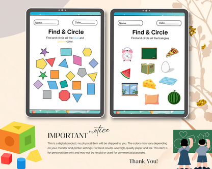 Early Learners Colours & Shapes Worksheets | Printable Preschool Learning Activities for Kids