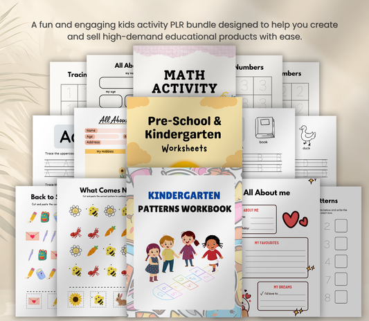 Kids Activity PLR Bundle | Editable Canva Printable Worksheets, Games & Learning Activities for Kids