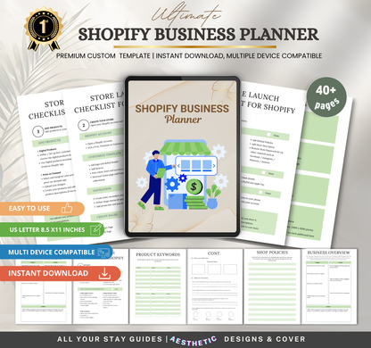 Shopify Business Planner | Editable Canva eCommerce Strategy & Store Growth Digital Planner