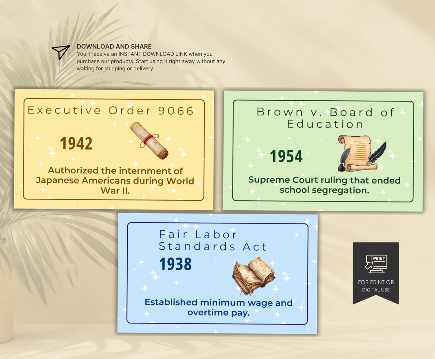 Historical Documents Flashcards | Printable US History Study Cards PDF