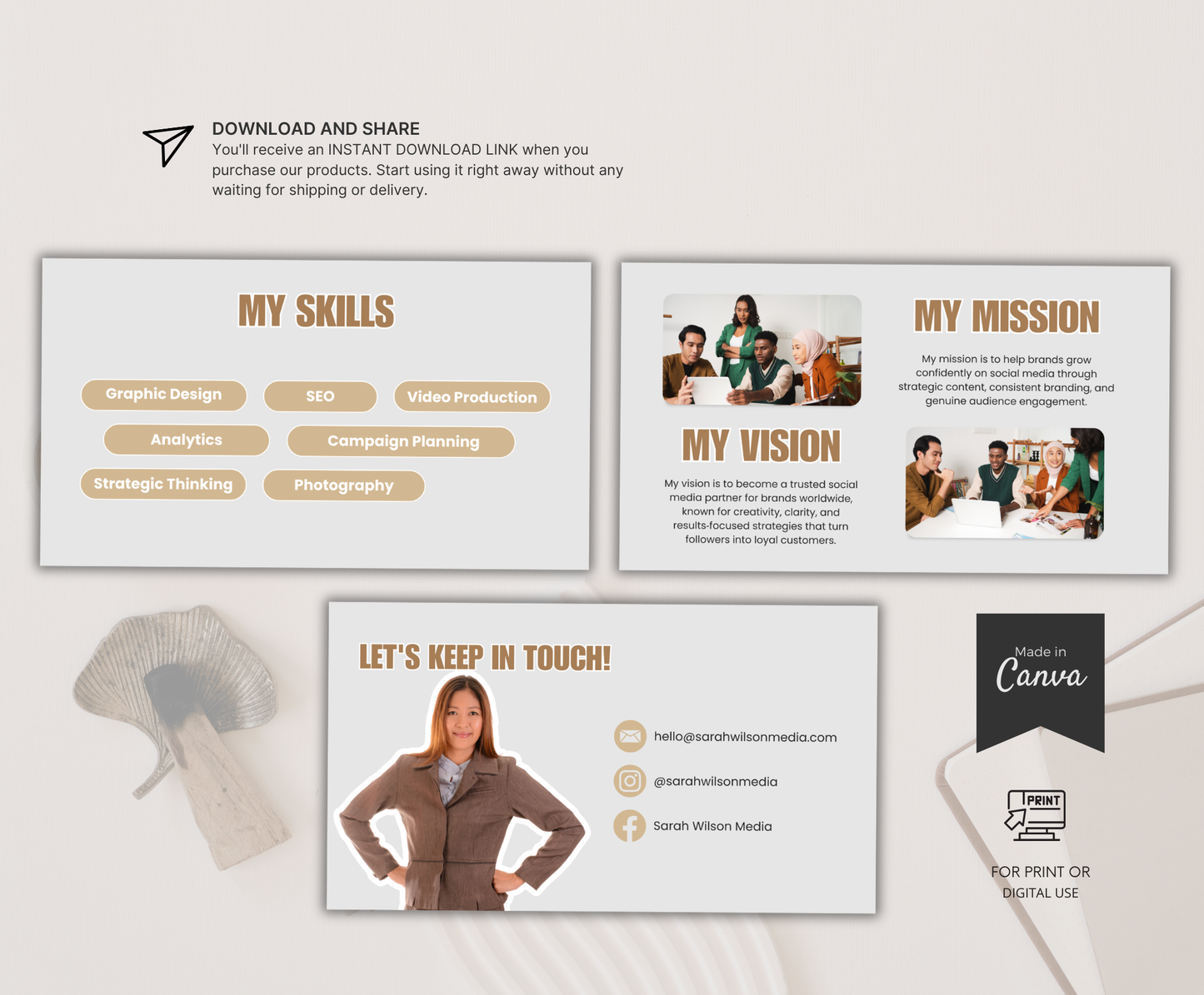 Social Media Portfolio | Editable Canva Media Kit Template for Creators & Influencers