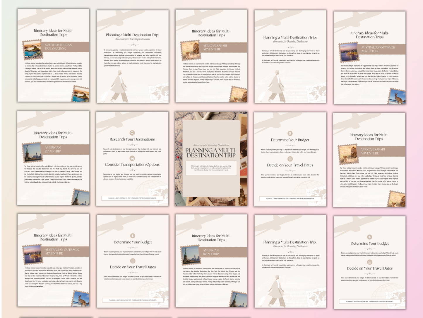 Multi-Destination Trip Planner | Printable Travel Itinerary Organizer