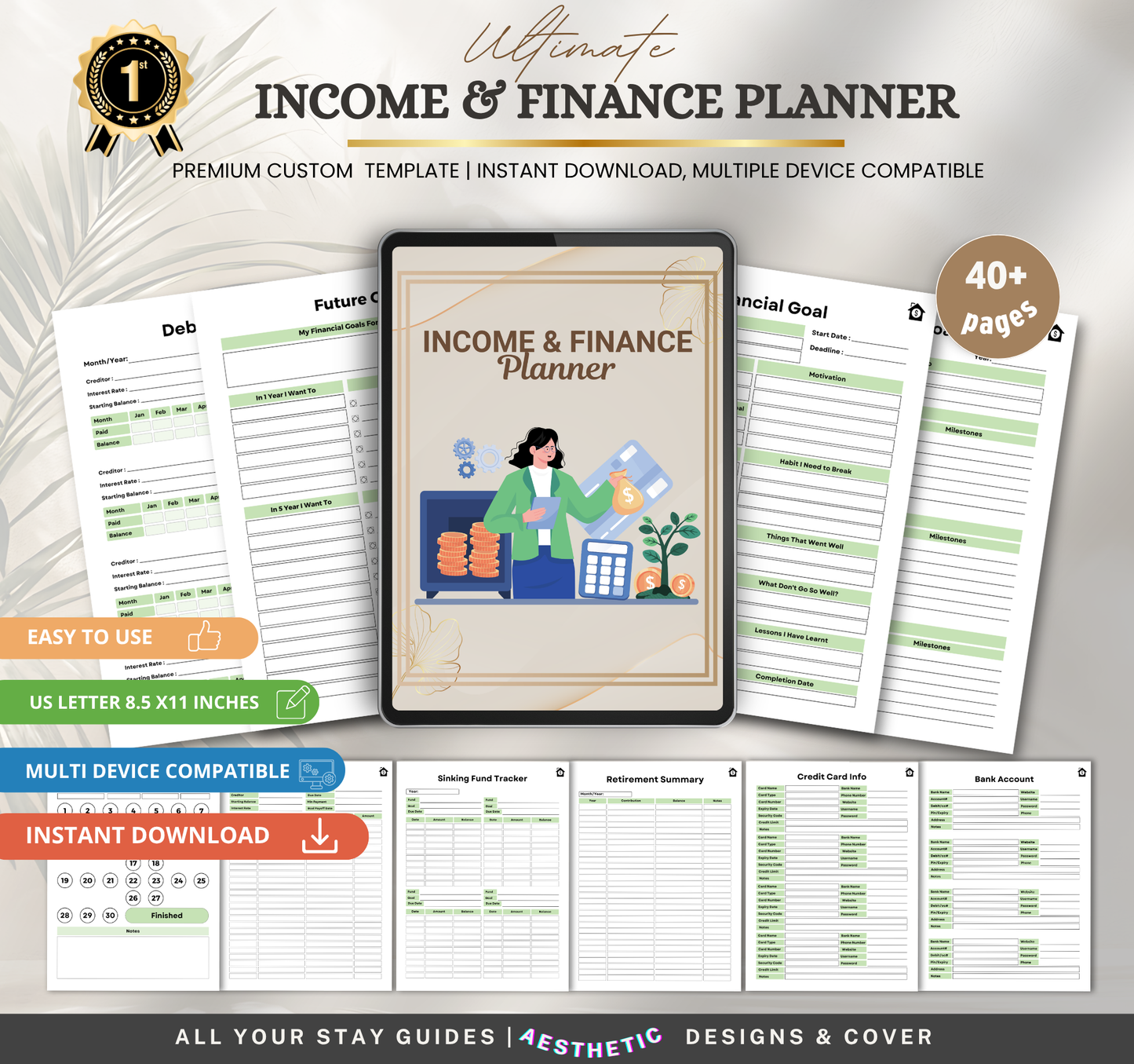 Income & Finance Planner | Budget & Money Management Digital Planner