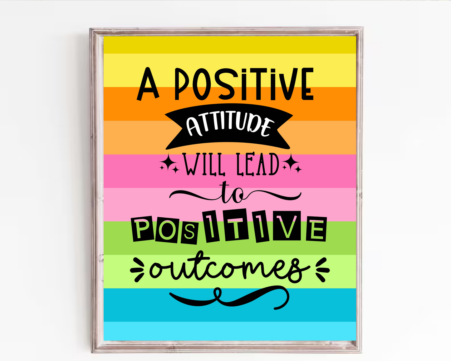Positive Attitude Motivation Wall Art | Inspirational Quotes Poster, Mindset &amp; Self-Improvement Decor, Printable Motivational Wall Art