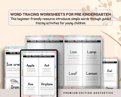 Word Tracing Worksheets for Pre-Kindergarten | Printable Handwriting Practice & Early Learning Activities