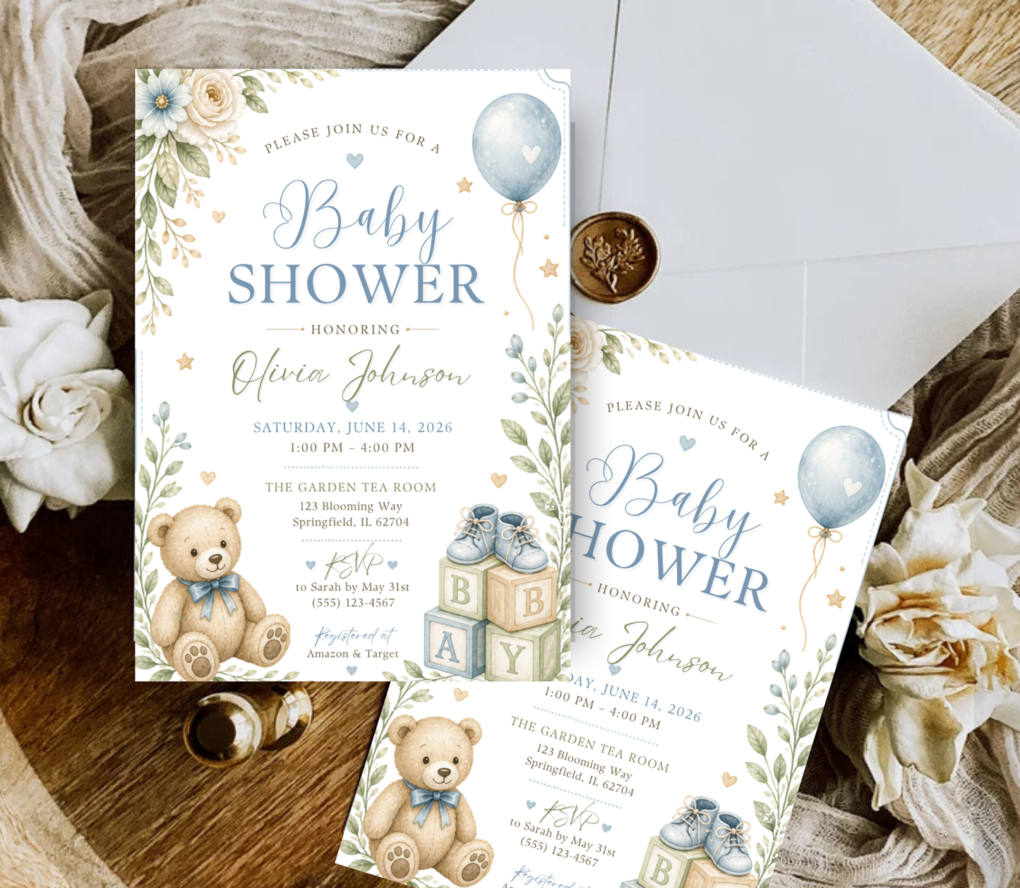 Baby Shower Invitation Template | Editable Canva Baby Shower Invite Design Printable & Digital