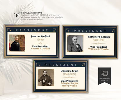 US Presidents & Vice Presidents Flashcards | Printable History Study Cards PDF
