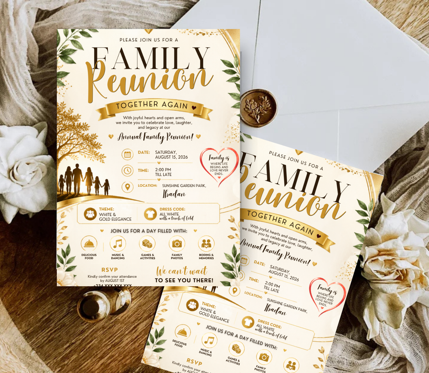 Family Reunion Invitation Template | Editable Canva Reunion Party Invite Design Printable & Digital