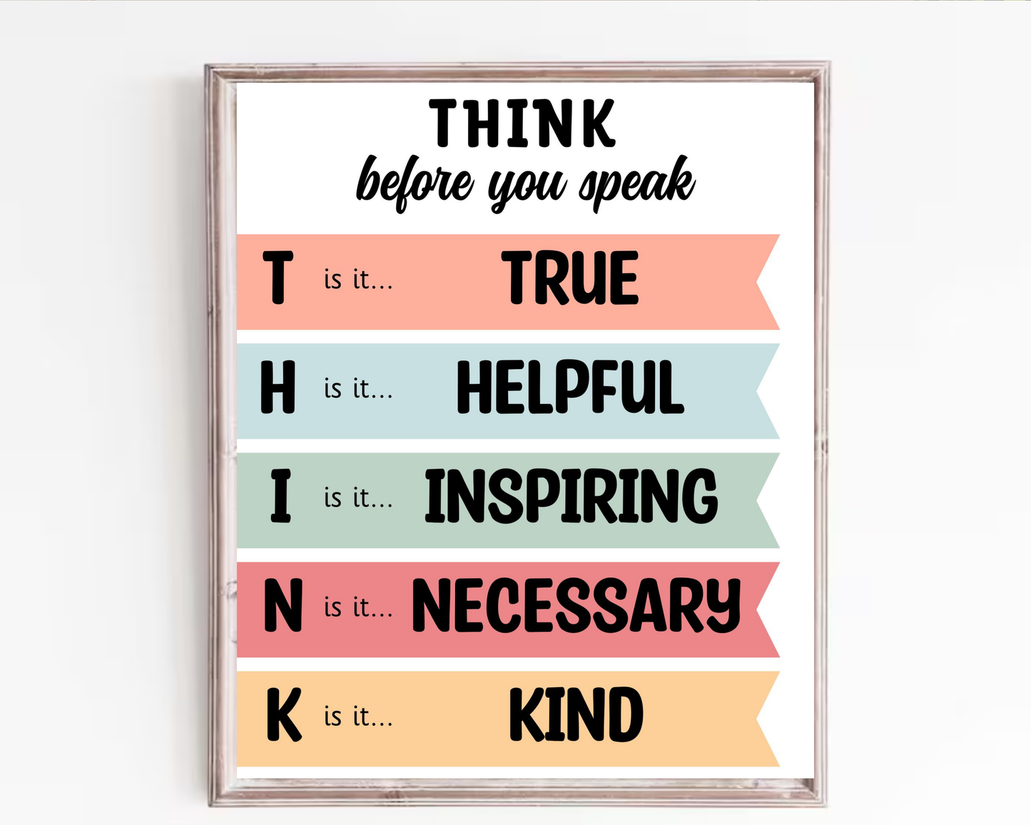 Think Before You Speak Wall Art | Inspirational Quote Poster, Mindfulness &amp; Communication Decor, Printable Motivational Wall Art