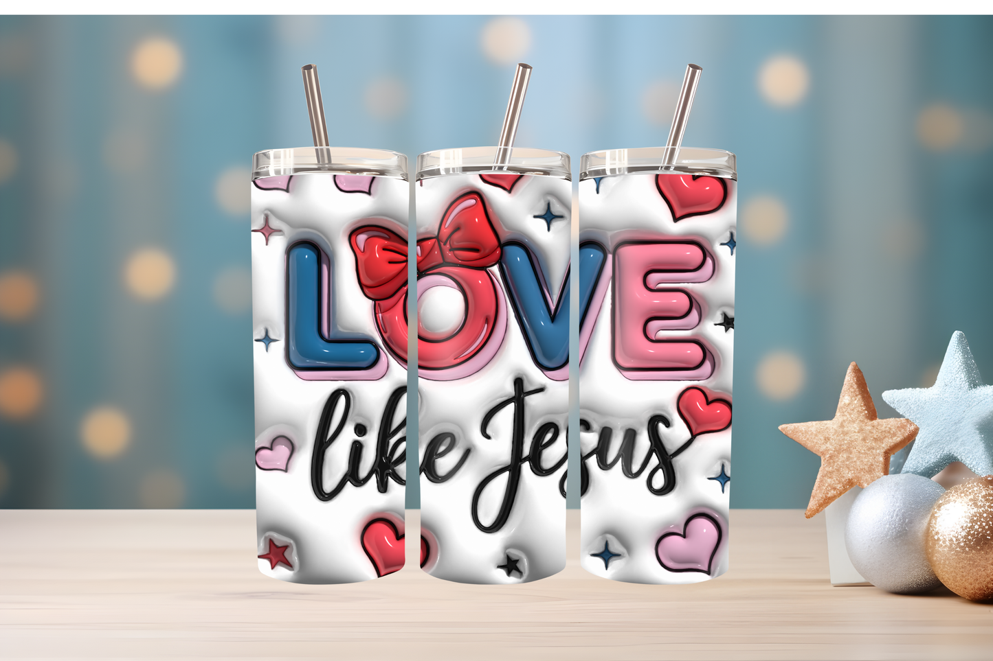 Love Like Jesus Tumbler Wrap PNG | Faith-Based Inspirational Design, 20oz Skinny Tumbler Sublimation, Christian Quote Wrap