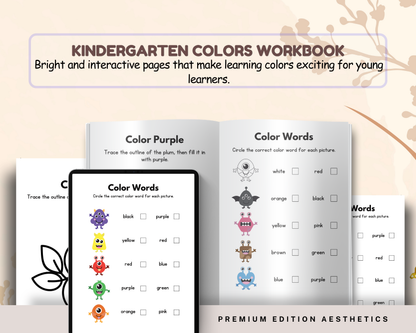 Kindergarten Colors Workbook | Printable Color Recognition & Learning Activities for Kids